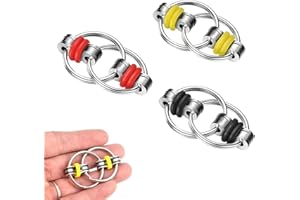 GURFZCYUOO 3PCS Flippy Chain Decompression Chain Fidget Toy Finger Toys Stress Reducer Hand Spinners Relieves Stress Roller Chain & Key Chain for ADHD, ADD, Autism, Anxiety Relief for Adults and Teens