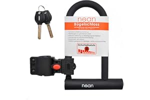 nean Candado para bicicleta con soporte y 2 llaves de seguridad, diámetro de 12 mm, 207 x 138 mm, color negro