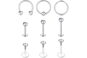 Briana Williams Septum Piercing Aro Nariz Herradura Acero Quirurgico 16G Helix con Bolitas Pendientes de Oreja Plata 6/8/10/12mm