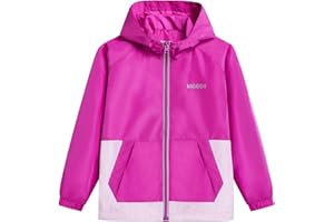 BuyiRen Boys Girls Waterproof Jacket Rain Jackets Hooded Raincoat Lightweight Mesh Lined Rain Coats for Kids, 5-16 Years
