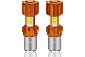 GLL 2pcs Blanc BA20D LED Ampoules COB 18W H616 High/Low Faisceau de Moto Avant Phares Ampoules