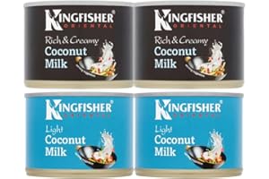 CREDO GIFTS Coconut Milk Rich & Creamy 200ml x2 with Light Coconut Milk 200ml x2 - Bundle Consisting of Kingfisher x4 Pack