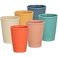 Worephu 6 Pcs 350ML Reusable Plastic Cups, Hot and Cold Drink Cups Set, Dishwasher and Microwave Safe, for Milk, Coffee, Water, Beer, Juice, Parties, Picnics, Travels(Multi Colors)
