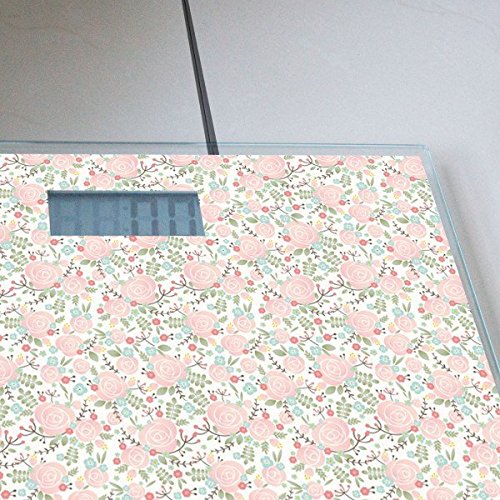 banjado – Personenwaage digitale Körperwaage 30cm x 30cm aus Glas mit Motiv Rosa Rose Muster - 4