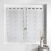 Voilages à Passants Douceur D'Intérieur - Paire 2x60x90cm - Blanc Galactee Brodé