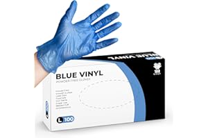 PANKTI Blue Disposable Gloves - 100 Pack, Latex Free & Powder-Free Vinyl Gloves, Strong and Puncture-Resistant, Comfortable Fit Use For – Cleaning, Hairdressing & Multi-Purpose Use (L, 100, count)