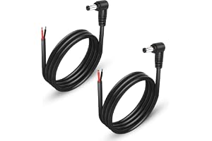 GINTOOYUN 2-pack 90 graders DC kraftpigtails-kabel, högervinklad DC 5,5 mm x 2,1 mm kontakt för bartrådsöppning strömförsörjn