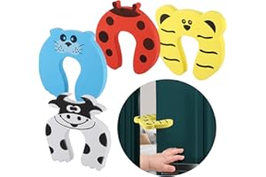 PAEFIU 4 Pezzi Fermaporta Schiuma Bambini, Fermaporta Bambini Sicurezza con Motivo Animale, Blocca Porta Bambini Schiuma per Protezione Dita del Bambino, Ridurre il Rumore