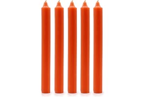 GENERIC Solid Colour Dinner Candles, Pack of 5 Handmade Candles 20cm x 2cm Rustic Look Bistro Style Taper Candles (Rustic Orange)