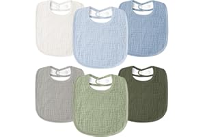 Susurration Baberos Bebe de Muselina Para Paquete de 6,Suaves Ajustables Cuadrados Baberos Apto Para bebés Unisex