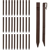 Lot de 40 Piquets de Sol en Plastique Robustes - 25 cm, Bordure de Paysage, pour Extérieur, Jardin, Pelouse, Terrasse, Tentes (Marron