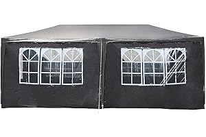WILTEC Toboli Gazebo 3 x 6 m in grigio con protezione UV 50+, tendone da giardino con pareti laterali avvolgibili, tenda da festa con finestre, ad esempio per terrazze e festival