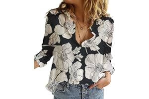 AFLCIO Camicia Donna Manica Lunga Elegante Camicia Manica Lunga Scollo V Camicetta Camicia Ufficio Elegante Bluse Tops, Casual Curvy da Lavoro Facile Ferro Stiro Business Tops Shirt