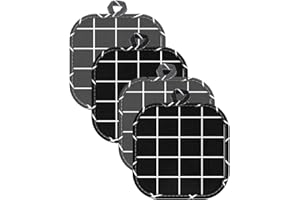 TSLRSA Presine Da Cucina,4 Pezzi Presine in Cotone Grandi Guanti da Forno Set Presine Resistente al Calore Presine in Cotone Quadrato per Appendere Forno Microonde Barbecue(reticolo)