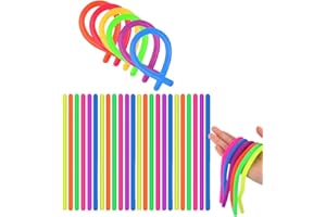 COUDUAN 24 Pcs Monkey Noodles Fidget Toy,Stretchy Fidget Noodles Anxiety Relief Sensory,Strings Adhd Assorted,Diy Fantasy Stress Hands,Reducing Noodle Pinching,Bands Bulk Stretch For Anxiety