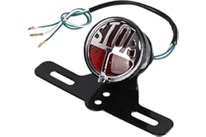 aqxreight - Motorcycle Tail Light, Universal Vintage Motorcycle Tail Brake Light Lamp with License Plate Bracket