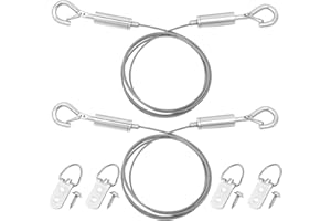 SLIVERDEW Linka do zawieszenia obrazów, regulowana na zdjęcia, zestaw drutów z oczkami 2 m × 1,5 mm, stal nierdzewna, drut do lustra i ramek z hakami