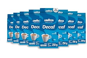 Lavazza, Caffè Decaffeinato, Ground Coffee, 8 Packs of 250 g, Ideal for Moka Pot, Filter Machine and French Press, Aromatic Notes of Dried Fruits, Arabica and Robusta, Intensity 3/10, Medium Roasting