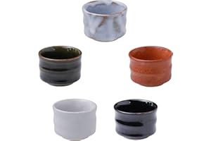 Asayu Japan Lot de 5 Tasses à Saké Ochoko en Céramique 5 Pièces Fabriquées au Japon, Pour Boissons Chaudes ou Froides, Multicolores