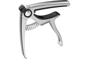 Olycism Kapodaster für Gitarre eingebautem Gitarre Plektren Halter, Gitarrenbrücken, Saitenschneider für Gitarre, Akustik E-Gitarre, Ukulele, Banjo Silber