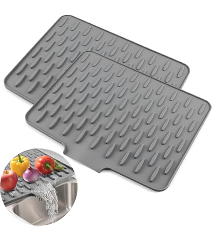 Tapis égouttoir Silicone Pour évier - Dimensions 40x32,5 Cm, Antidérapant, Résistant à La Chaleur, Facile à Nettoyer - 7