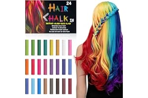 AOOWU Craie Pour Cheveux, 24PCS Colorant Cheveux Temporaire, Lavable Non Toxique, Cadeau pour Filles Enfants Cadeau D'anniversaire, Noël Decoration, Festival Accessoire, Fête, Cosplay
