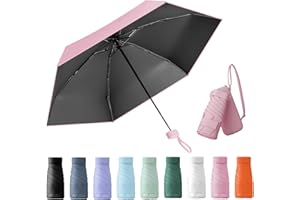 Wydexint Kleiner Regenschirm, portable folding umbrella, mini reise regenschirm, leichter Reiseschirm, taschenschirm, UV-faltbar mit Kapselbox, reisewasser- und winddicht für Männer und Frauen