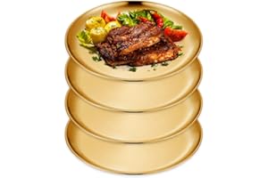 YZROHYI 4pcs Bandeja Decorativa Centro de Mesa 14 cm,Bandeja Dorada Redonda,Bandeja Cocina Metal,Bandeja de Acero Inoxidable Redonda,Bandeja Camarero,Bandeja para CosméTicos,Velas,Joyería,Perfume