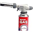 GO2CAMPS Windproof Torch Gun Lighter |Butane Flame Gun Torch | Single Jet Flame Adjustable (Butane Gas Not Included) for Bakhoor charcoal,Cigar,Candle,Cooking,Camping,Baking,BBQ(White)