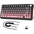 AJAZZ x ATTACK SHARK X85 Gasket Mechanical Keyboard,75% Wireless Gaming Keyboard with Knob,5-Layer Padding,PBT Side-Printed Keycap,BT5.1/2.4Ghz/USB-C Wired,Hot-Swap Linear Switch,RGB,NKRO,for PC,MAC