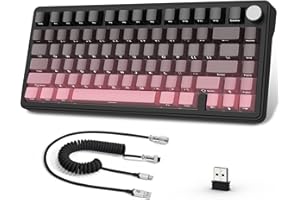 AJAZZ x ATTACK SHARK X85 Klawiatura Mechaniczna z Uszczelką,Bezprzewodowa Klawiatura do Gier 75% z Knob,5-Layer Padding,PBT Side-Printed Keycap,BT/2.4 Ghz/USB-C,Hot-Swap Linear Switch,RGB,na PC,MAC