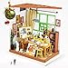 Produktbild ROBOTIME Holz Miniatur - Puppenhaus Set bemalbar - für Kinder und Mädchen - Renovieren Holzbausatz - mit Möbel zum Selbermachen mit LED Lichter für Erwachsene