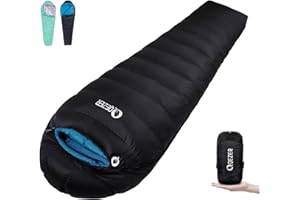 QEZER [Plumón] Saco de Dormir 0 Grados [-28℃~8℃] Saco de Dormir de Invierno 1kg/1.5kg Relleno de plumón - Adultos y niños-Sleeping Bag para Camping, Senderismo y Acampada