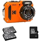 كاميرا KODAK PIXPRO WPZ2 15M المقاومة للماء - بطاريتان ليثيوم + بطاقة SD سعة 16 جيجابايت - 16 ميجابكسل، تكبير بصري 4x، فيديو عالي الدقة 1080 بكسل