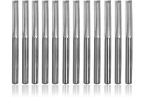 AFUNTA 12 piezas de 1/8 "de doble filo de ranura recta fresadora de acero de tungsteno, cortador de molino de extremo de 2 flautas, ranura recta, OAL 38.55mm longitud de flauta 17mm