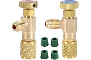 PLPLAAOO 2 pz Pompa Vuoto per condizionatori R410A R22 Aria Condizionata Refrigerante 1/4 Adattatore di Sicurezza Valvola di Carica del Refrigerante,Valvola di Controllo del Refrigerante,