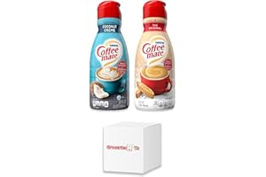 GROCERIESRUS Coffee-Mate Flavour Variety Pack - Americas Number 1 Coffee Creamer - Original & Coconut Liquid Coffee Creamer 32oz (946ml) - One of Each!