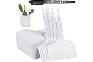 AOOTE 100 Pezzi Etichette per Piante, Marcatori per Piante Etichette in Plastica, Con Penna Nera, Marcatori di Tipo T Etichette Piante Impermeabile Cartellini, per Giardini, Frutteti o Fattorie