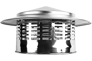 JAYRUIT Chimney Cowl Cap Cover with Bird Guard, 160mm Stainless Steel Chimneys Cap Exterior Wall Fresh Air Outlet Roof Pipe Exhaust Tube End