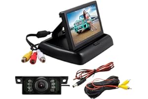 TOTMOX Kit Telecamera per Retromarcia Wireless, Monitor LCD TFT HD da 4,3 Pollici + Telecamera per Retromarcia Impermeabile per la Maggior Parte delle Auto 12V-24V, Visione Notturna, Grandangolo 170°