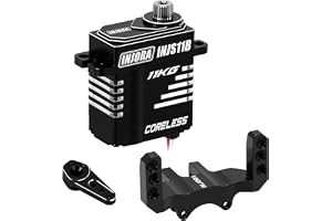 INJORA 11 kg INJS11B kärnlös servo med fäste & horn för 1/24 SCX24 AX24 (svart INJS11B)