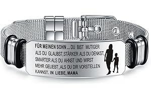YOTHIWAD An Meinen Sohn Armbänder Inspirierend Armbänder mit Gravur Personalisierte Geschenk von Mama Papa, Geburtstag Abschluss Weihnachts geschenk für Sohn