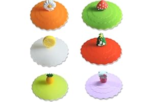 NUDFSY 6Pcs Silicone Lids, 10cm/3.9inch Reusable Anti-dust Cup Covers Food-grade Silicone Drink Glass Cup Lids for Coffee,Mug, Drinking Glasses,Cup Cover