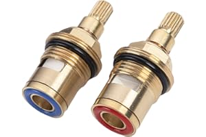 WEASHAEMGLI 2 Pcs Replacement Tap Valves 1/2" Cartridge Faucet Valves Quarter Turn Replacement Brass Ceramic Disc Tap Valves for Bathroom Kitchen Tap
