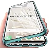 Orgsty Hülle für Honor 70 (6,67"), Magnetische Hartglas Hülle mit Vorderseite und Rückseite, Metallrahmen Case mit Eingebaut 