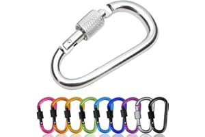 EHIOG Aluminum Alloy D-Ring,Heavy Duty Caribina Clip D Shape Keychain Hook Locking Carabiner Swivel Spring Clip,for Camping Hiking Fishing Outdoor, Fishing, Traveling