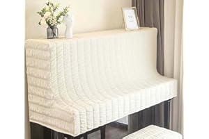 WAIGG KII Klavier-Staubschutz, aufrechte Klavierabdeckung, dehnbare gestrickte Klavierabdeckung, staubdichtes Schutztuch für vertikales Klavier (Klavierabdeckung, weiß)