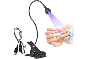 UV Nail Lamp, AISEELY Nail Dryer LED Glue Curing Lamp, 3W USB Glue Lamp Ultraviolet Violet Light with Clip, for Manicure, Mobile Phone, Circuit Board Repair (Black)