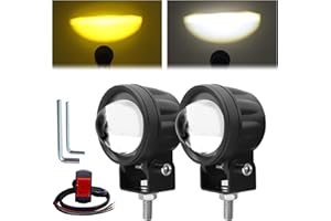 Ygmylandbb Motorcycle Driving Fog Lights, Amber White fog lights Auxiliary Spot Lights for Motorcycle Truck SUV UTV ATV Tractor 2 Pack