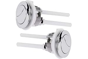 RADWORX 38mm Toilet Flush Button Replacement - 2 Pack Flushing Dual Rod Chrome Push Cistern Standard Part for Bathroom Toilet Repair